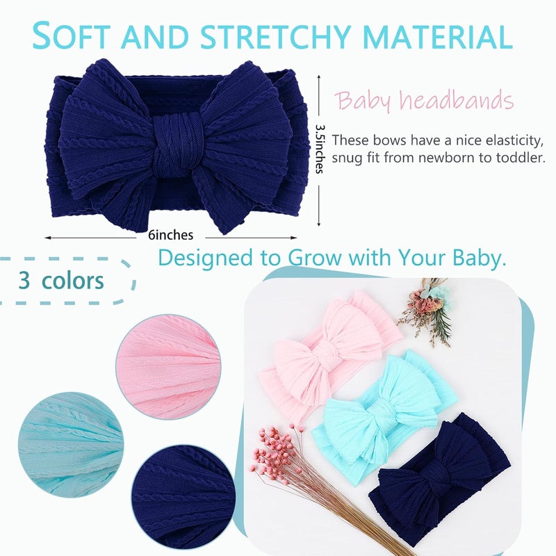 LemonSpace Store Handmade Baby Girls Headbands Soft Stretchy Nylon Hair Bands Hair Accessories with Bows for Newborn Baby Girls Infant Toddlers Kids - Image 4